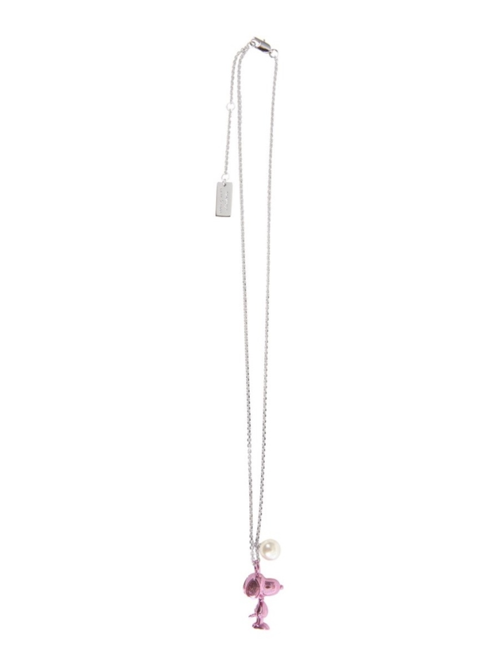 Marc Jacobs Pink Metallic Snoopy Pendant Necklace with Pearl Accent - Picture 3 of 5